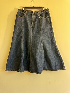 NWOT Levi’s Dark Wash Blue Denim Cotton Cottagecore Midi ALine Fit & Flare Skirt